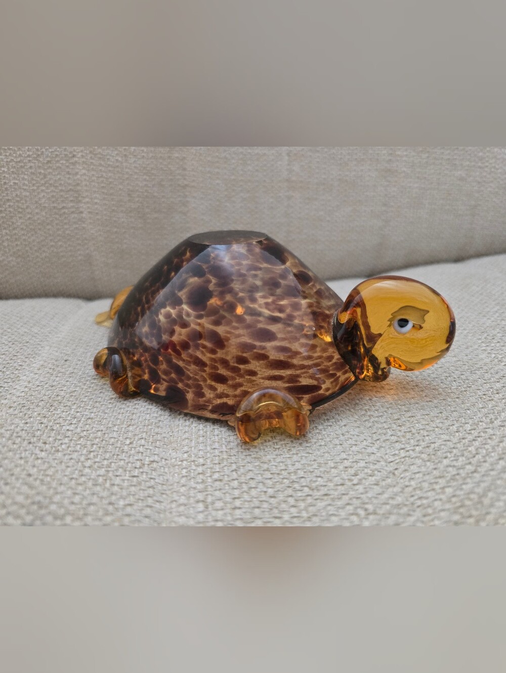 MURANO ART GLASS TURTLE Ashtray BROWN AMBER RARE